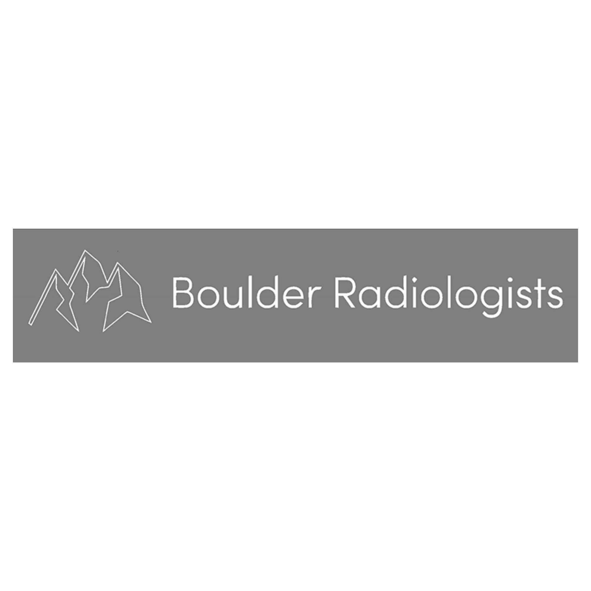 Banner featuring mountain logo and the text 'Boulder Radiologists' on a gray background (site header for a radiology practice)
