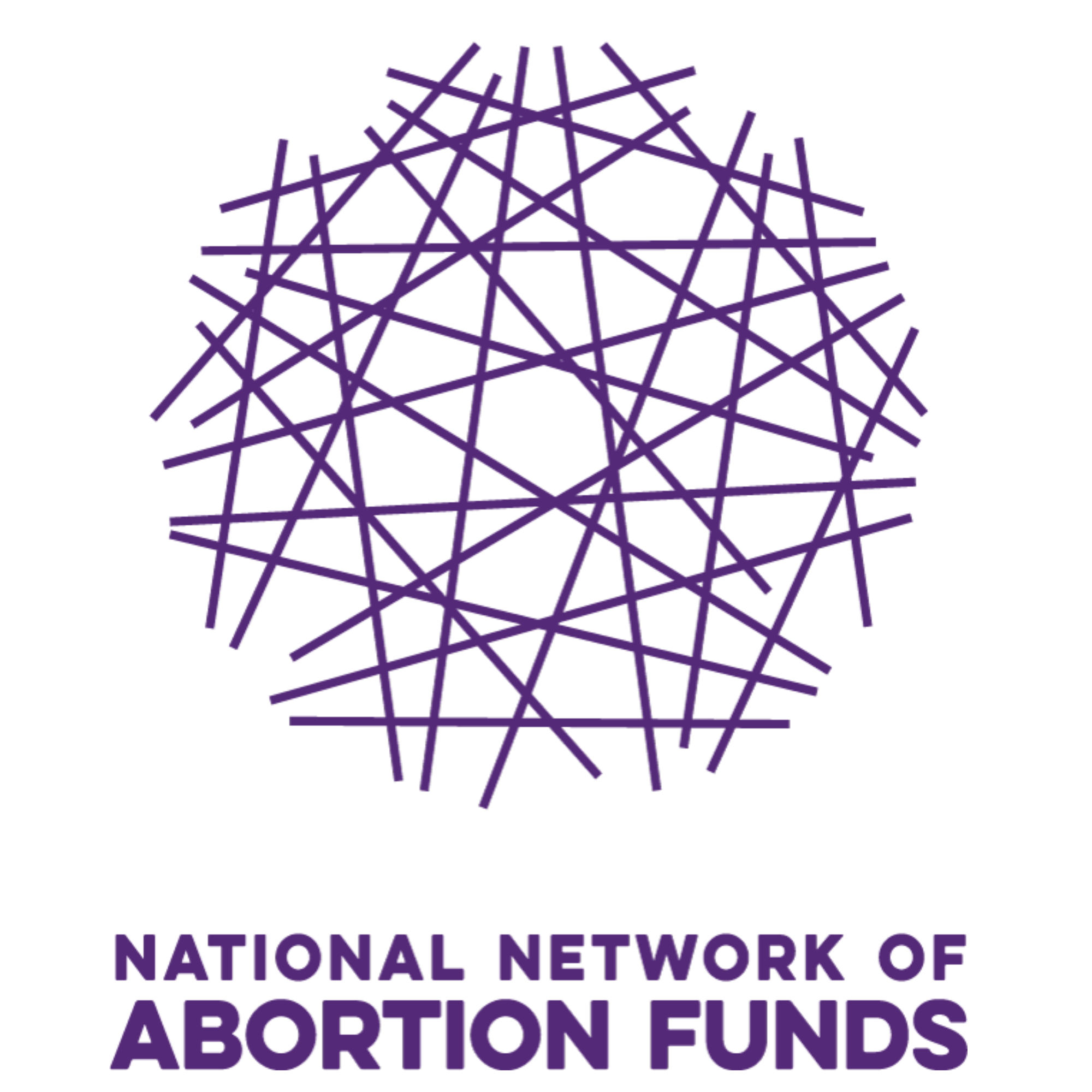 Logo for the National Network of Abortion Funds with a purple intersecting-line design above the name.